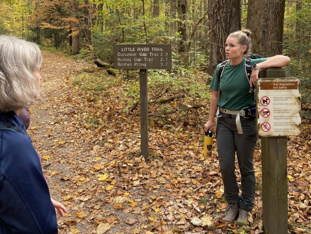 guide discussing trail do's and don'ts