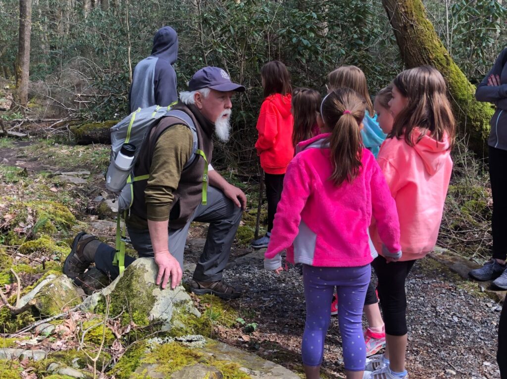 Scout Group. Children on the trail with Ken