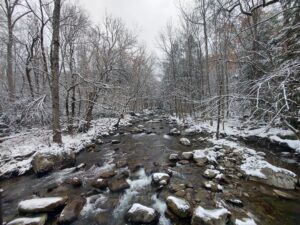 Winter hikes are a great way to see snowy rivers.