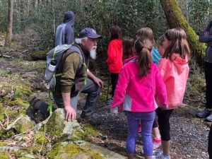 Scout Group. Children on the trail with Ken