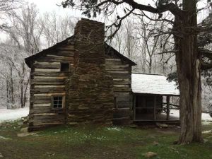 Walker Sister Cabin in a dusting of snow